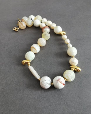 Set colier si cercei cu agate si perle de cultura CP54