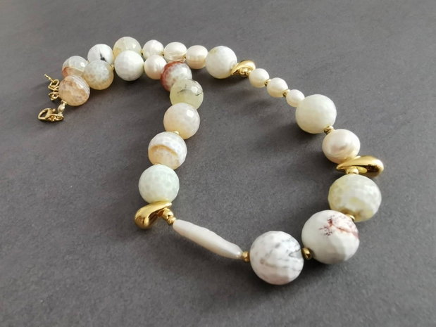Set colier si cercei cu agate si perle de cultura CP54