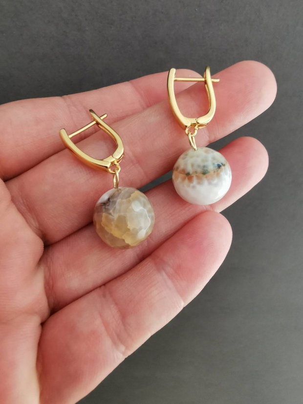 Set colier si cercei cu agate si perle de cultura CP54