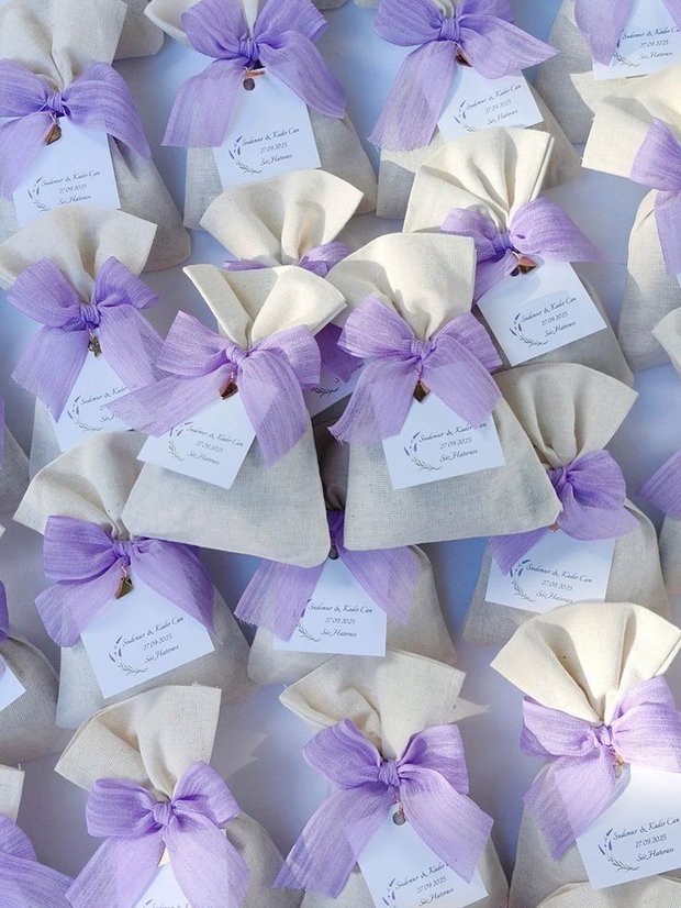 Mărturii nuntă săculeț cu lavandă naturală handmade, parfum delicat, cadou invitați nuntă și botez