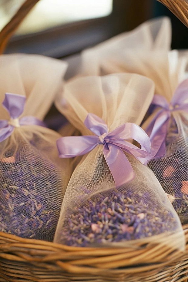 Mărturii nuntă săculeț cu lavandă naturală handmade, parfum delicat, cadou invitați nuntă și botez