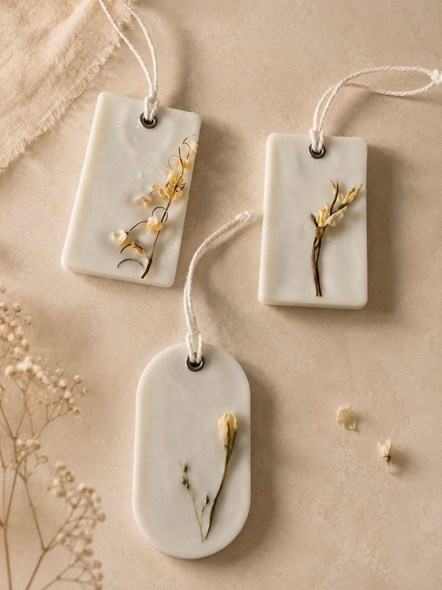 Odorizant parfumat handmade din ceară de soia cu flori uscate natural