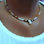 Colier gingas discuri heishi, jad topaz degrade