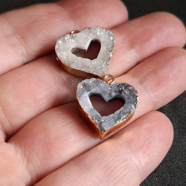 Pandantiv inima, agat druzy 21x18mm PD.0092