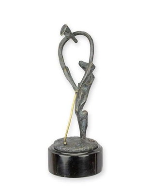 Jucator de golf-statueta moderna din bronz cu un soclu din marmura