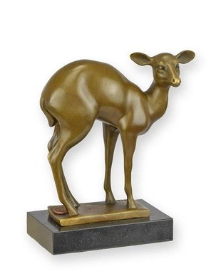 Faun-statueta din bronz cu un soclu din marmura