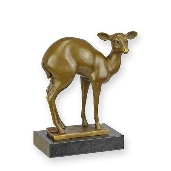 Faun-statueta din bronz cu un soclu din marmura