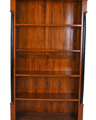 Biblioteca din lemn masiv mahon cu coloane negre