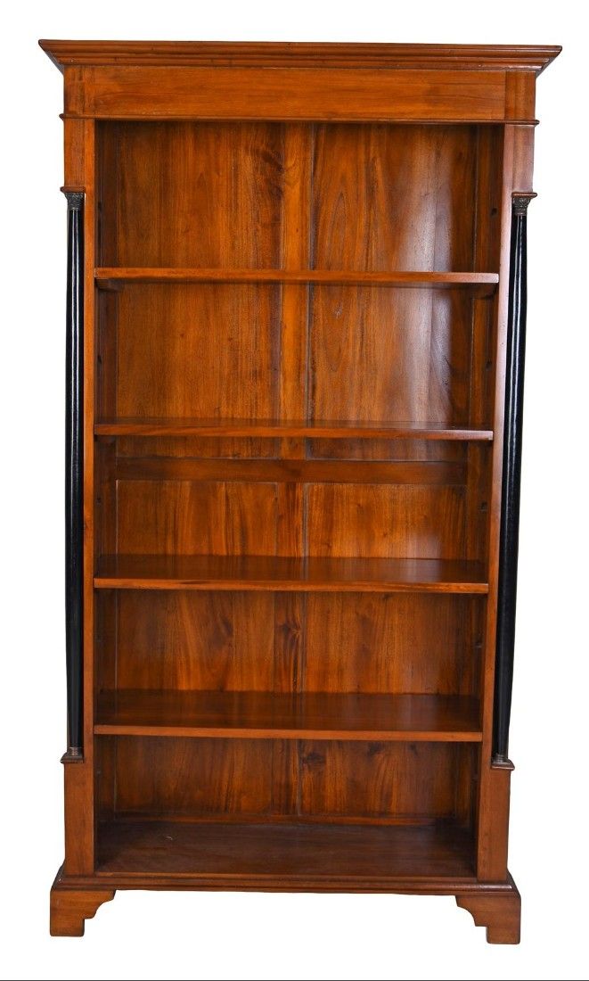 Biblioteca din lemn masiv mahon cu coloane negre