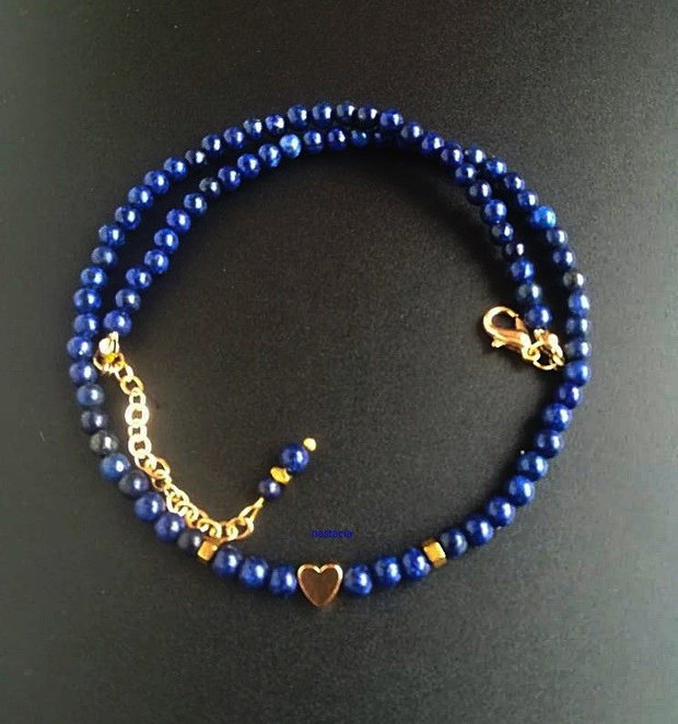 colier lapis lazuli cu inimioara