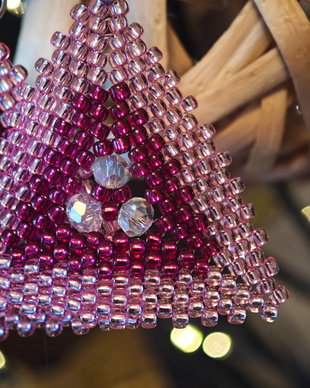 Cercei unicat roz din mărgele sticla Cehia și cristale Swarovski