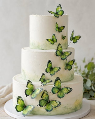 Toppere Fluturi verzi pentru decor tort