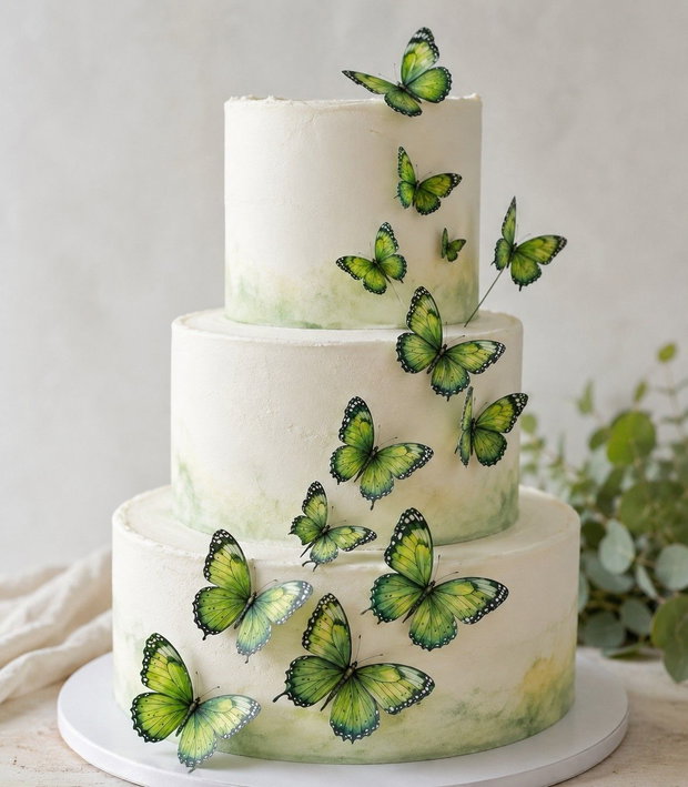 Toppere Fluturi verzi pentru decor tort