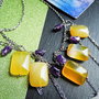 Colier Handmade cu Agate Galbene și Ametist Natural  Colier Statement din Inox cu Pietre Semiprețioase (cod1445)