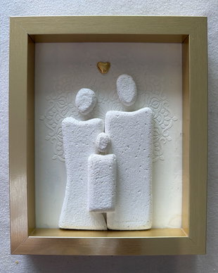 Tablou Pebble Art Personalizat cu Nume - Cadou Familie Nou-Născut / Botez