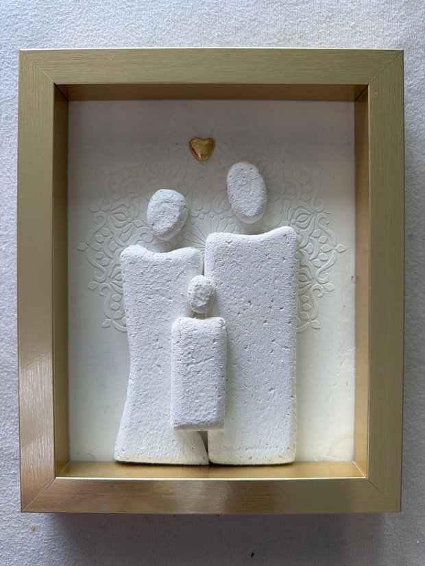 Tablou Pebble Art Personalizat cu Nume - Cadou Familie Nou-Născut / Botez