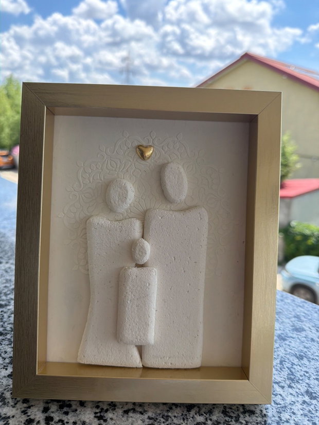 Tablou Pebble Art Personalizat cu Nume - Cadou Familie Nou-Născut / Botez