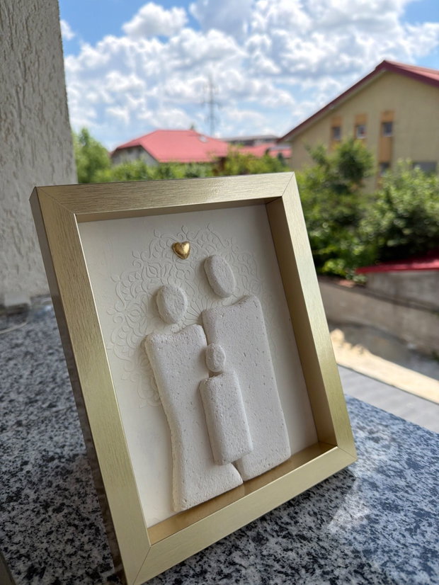 Tablou Pebble Art Personalizat cu Nume - Cadou Familie Nou-Născut / Botez