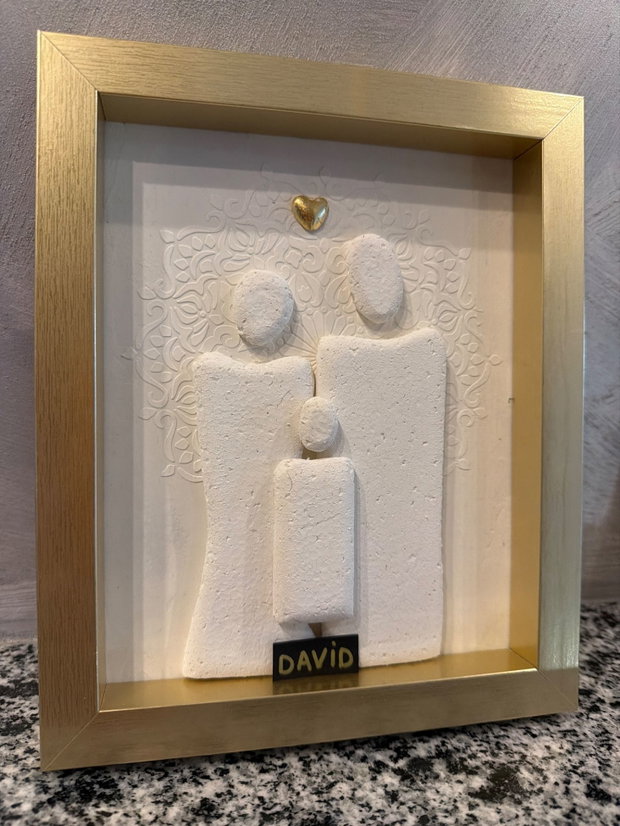 Tablou Pebble Art Personalizat cu Nume - Cadou Familie Nou-Născut / Botez