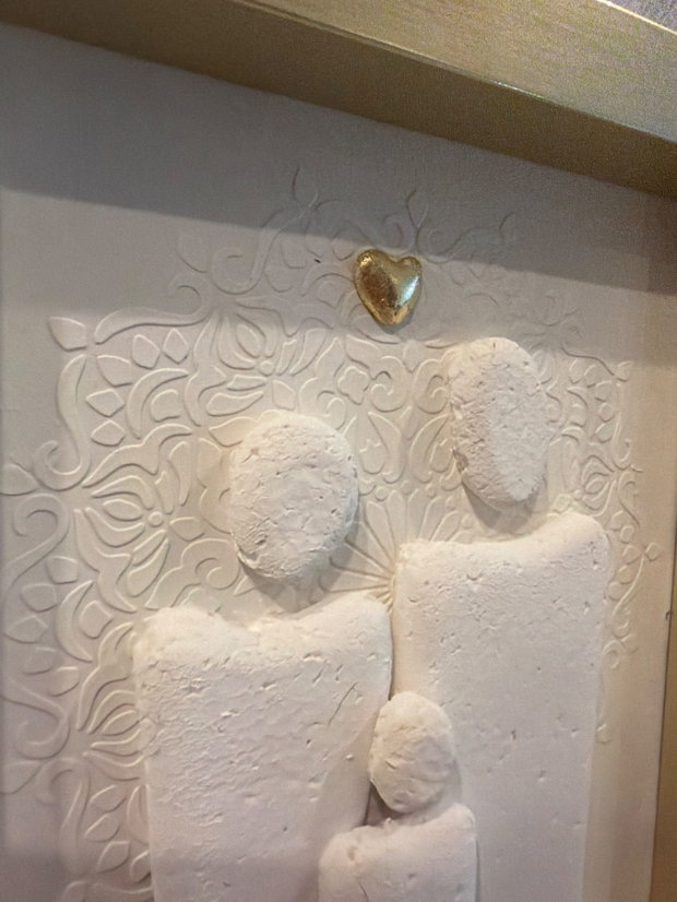 Tablou Pebble Art Personalizat cu Nume - Cadou Familie Nou-Născut / Botez