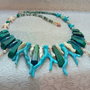 Colier crysocolla,amazonit,sidef,agate ,cristale swarovski,howlite
