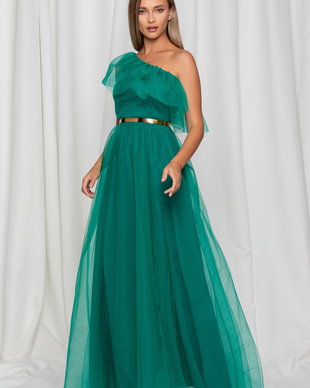 Rochie Dy Fashion Erica verde lunga din tull