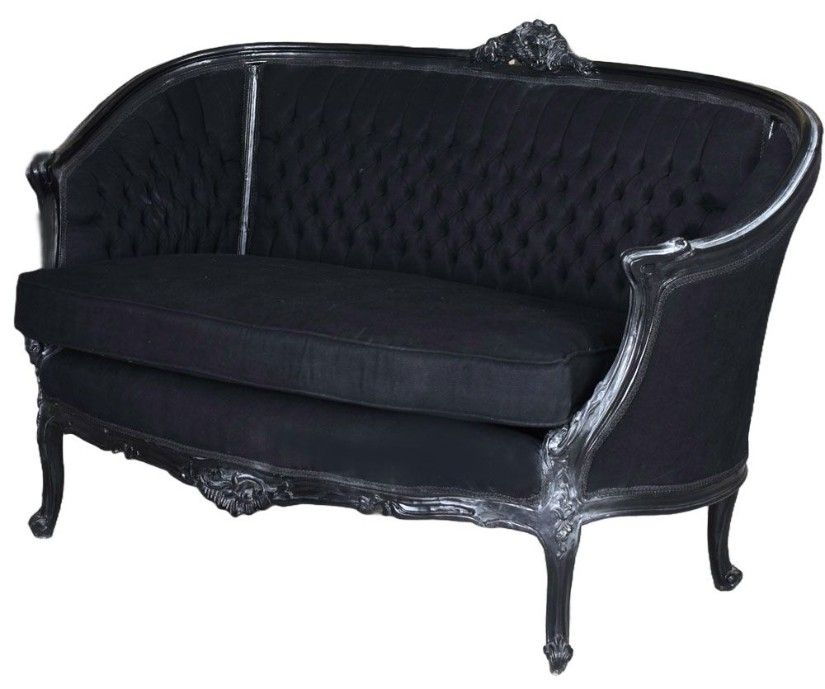 Sofa din lemn masiv negru cu tapiterie neagra