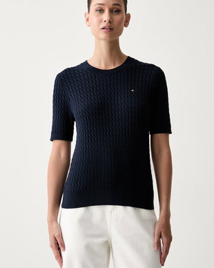 Tommy Hilfiger pulover cu mânecă scurtă pentru femei, din bumbac