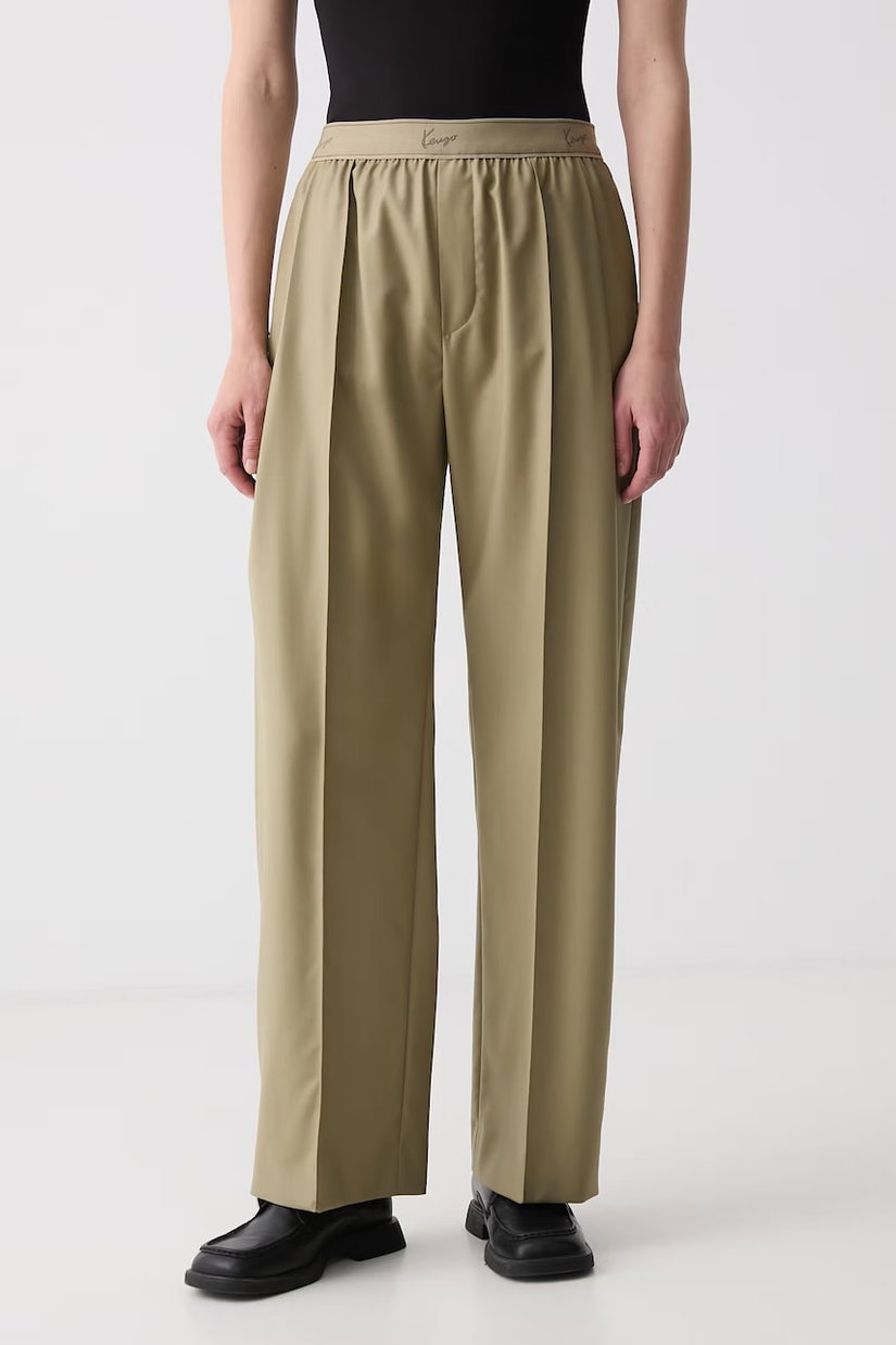 Kenzo pantaloni wide leg pentru femei din lână