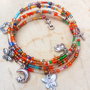 bratara boho multicolora cu charmuri argintii