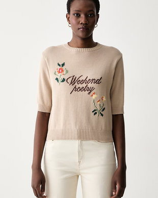 Weekend Max Mara pulover cu mânecă scurtă pentru femei cu bumbac WKDFIACRE