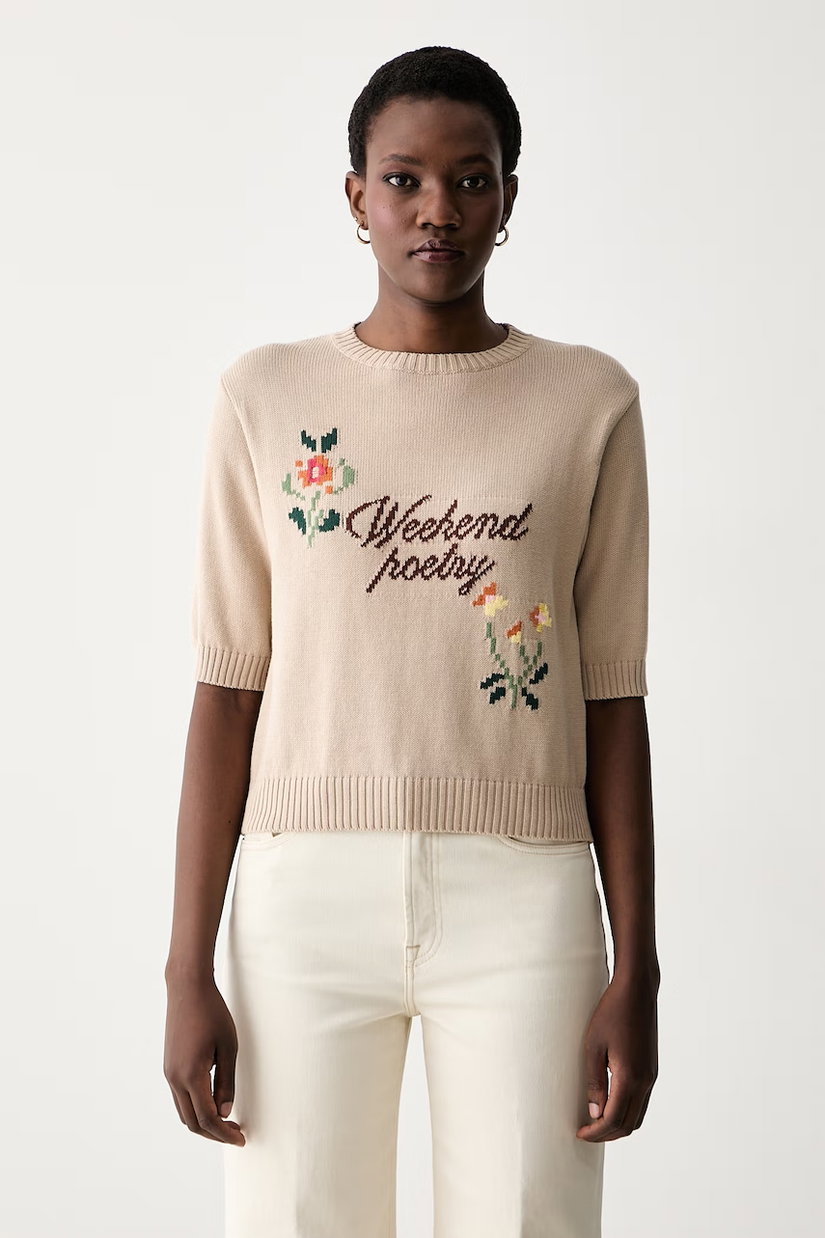 Weekend Max Mara pulover cu mânecă scurtă pentru femei cu bumbac WKDFIACRE
