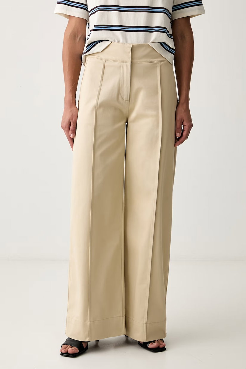 BOSS Orange pantaloni wide leg pentru femei din bumbac cu elastan C_Tawide