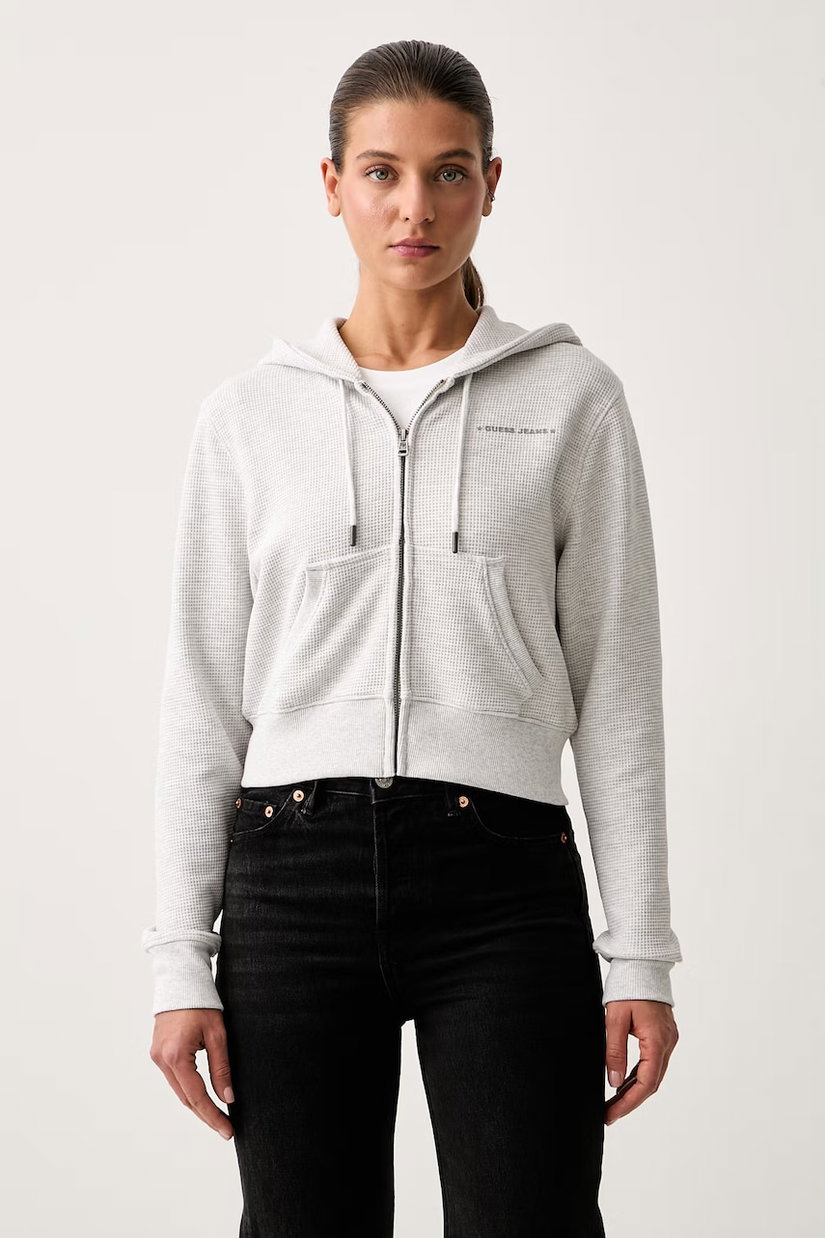 Guess Jeans hanorac cu fermoar pentru femei cu bumbac