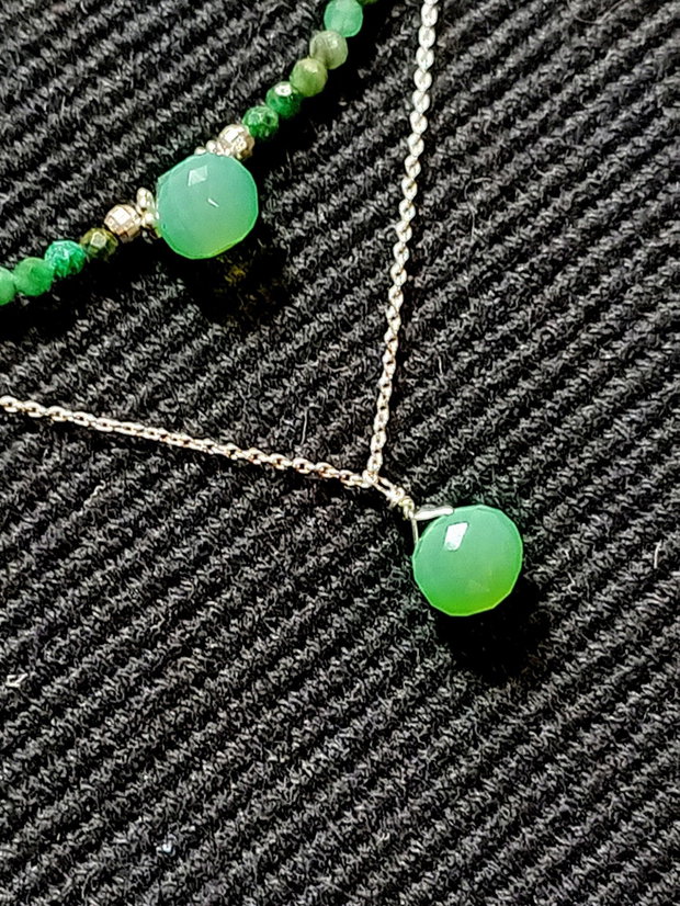 Colier argint lepidolit verde onix verde onion lant argint minimalist boho chic trendy
