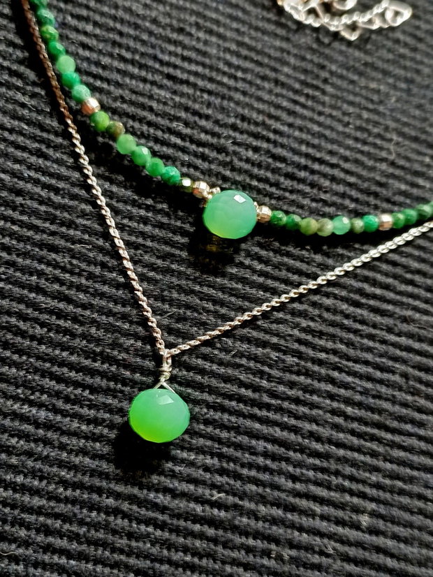 Colier argint lepidolit verde onix verde onion lant argint minimalist boho chic trendy