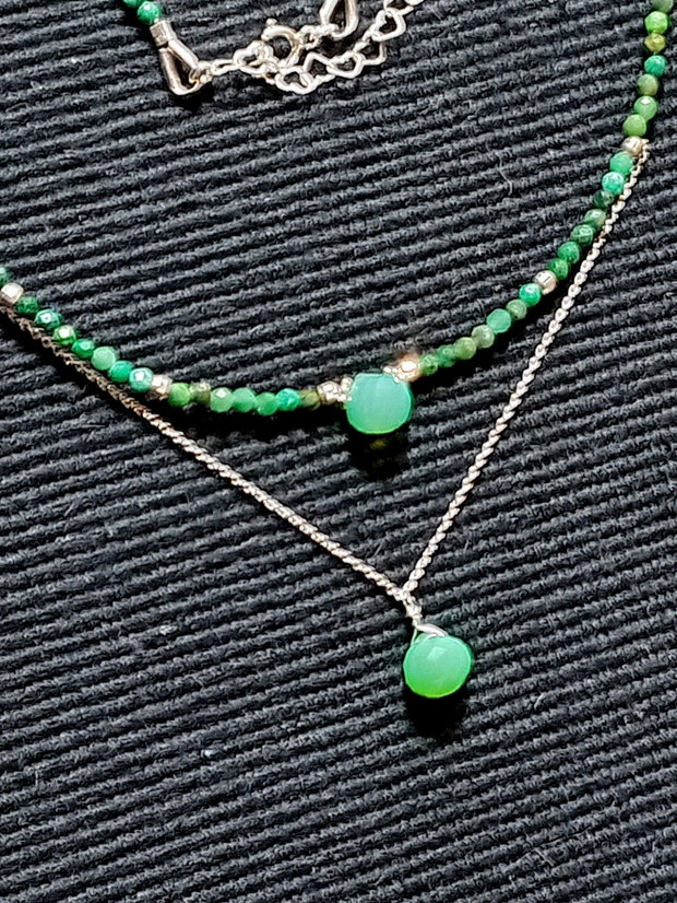 Colier argint lepidolit verde onix verde onion lant argint minimalist boho chic trendy