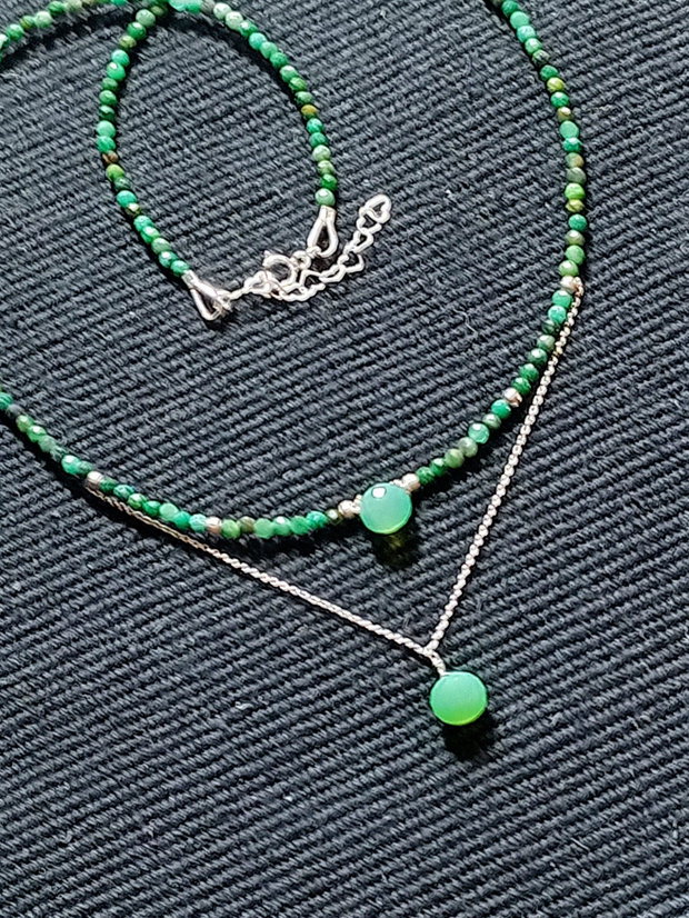 Colier argint lepidolit verde onix verde onion lant argint minimalist boho chic trendy