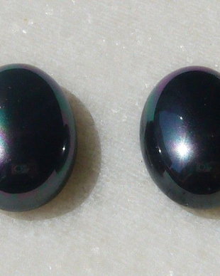 (2 bucati) Perle tip Mallorca gri -petrol semi-gaurite aprox 14x10.5x5.5 mm