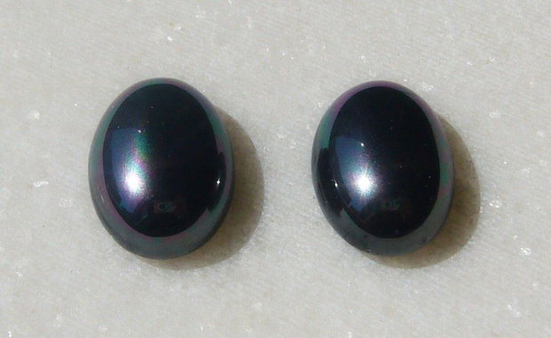 (2 bucati) Perle tip Mallorca gri -petrol semi-gaurite aprox 14x10.5x5.5 mm