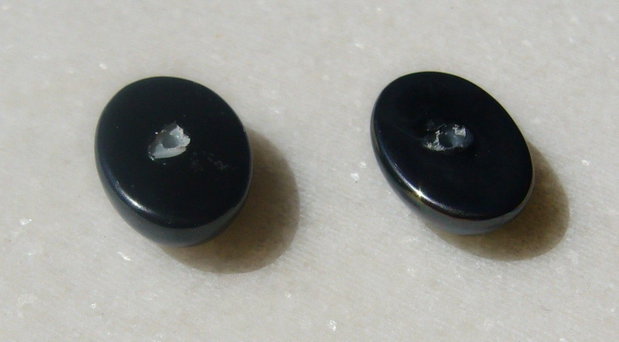 (2 bucati) Perle tip Mallorca gri -petrol semi-gaurite aprox 14x10.5x5.5 mm