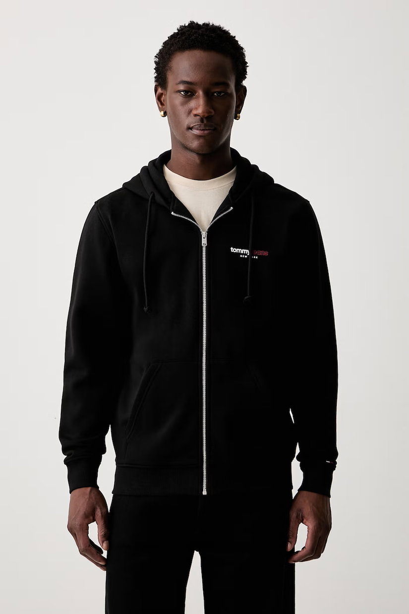 Tommy Jeans hanorac cu fermoar și glugă pentru bărbați, cu bumbac