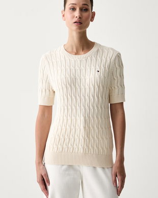 Tommy Hilfiger pulover cu mânecă scurtă pentru femei din bumbac