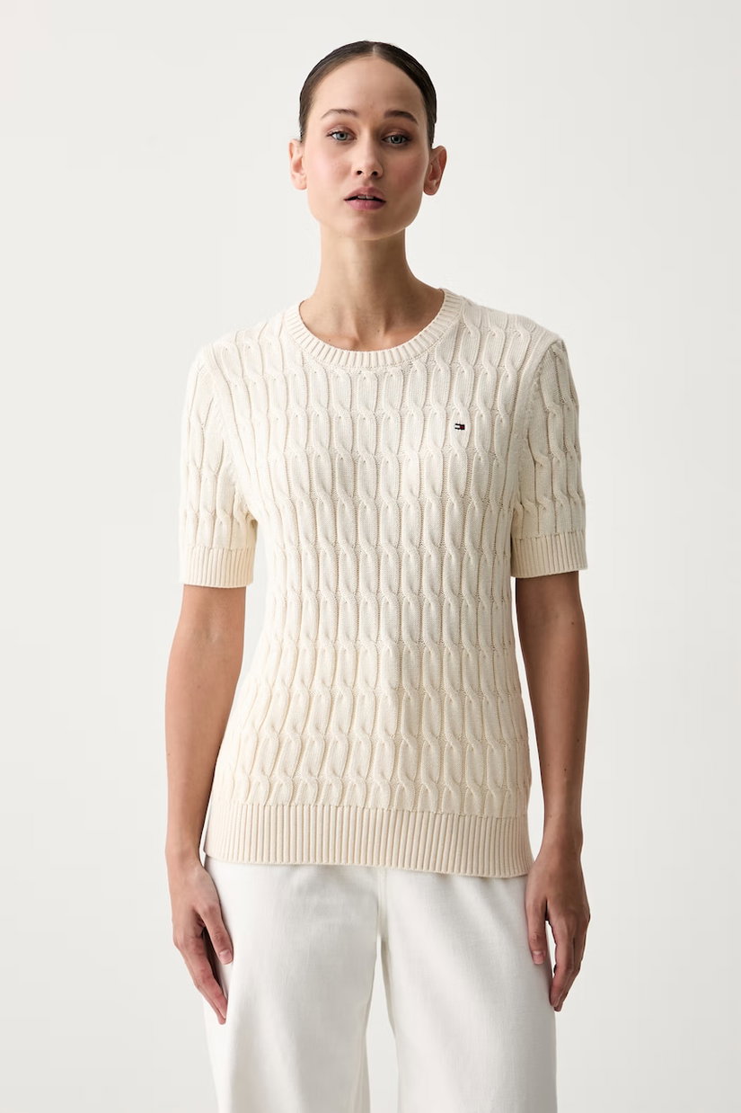 Tommy Hilfiger pulover cu mânecă scurtă pentru femei din bumbac