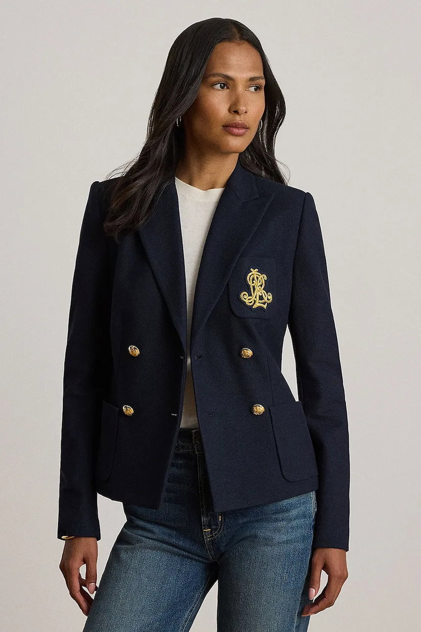 Lauren Ralph Lauren sacou cu două rânduri de nasturi din bumbac cu elastan