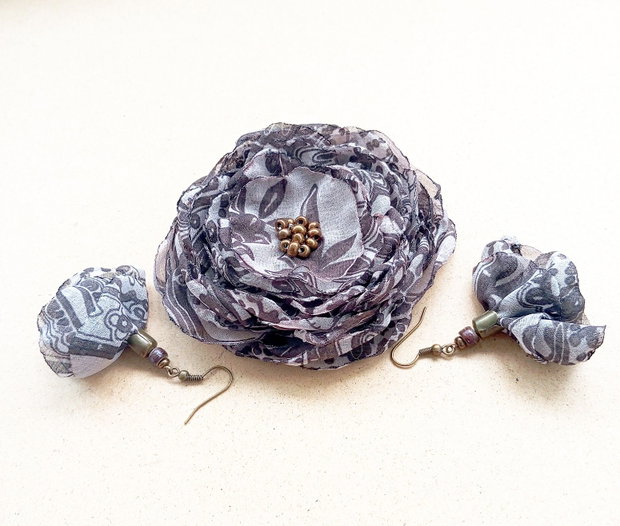 set floral nuanțe neutre