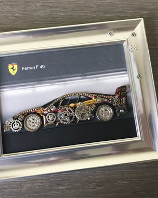 Masina model Ferrari F 40 Cod M 446・Tablou masini・Viteză și eleganță în colaj・Colaj cu mașini clasice・Automobile în detaliu