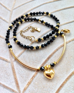 Colier CHOKER Spinel & inima aurie