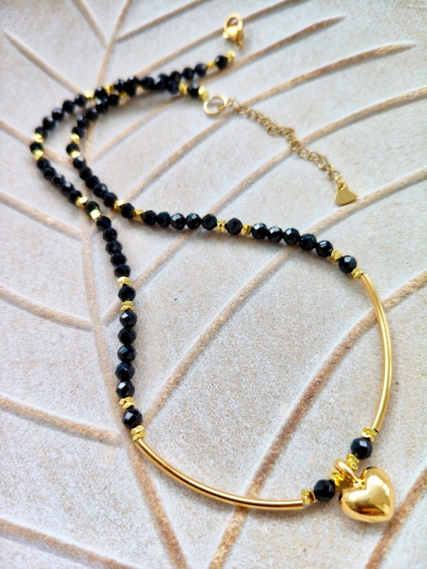 Colier CHOKER Spinel & inima aurie