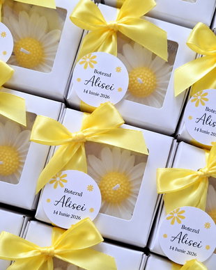Marturii de Nunta, lumanare margareta alba, personalizata